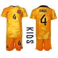 Netherlands Virgil van Dijk #4 Replica Home Minikit World Cup 2022 Short Sleeve (+ pants)